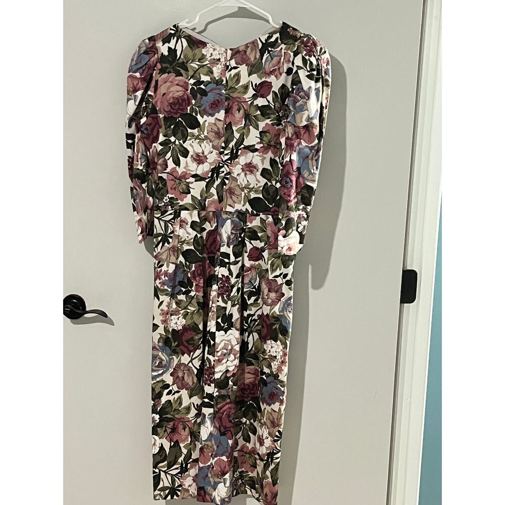 Vintage Lanz Originals Floral Prairie Dress Cottagecore Puff Sleeve Midi 12